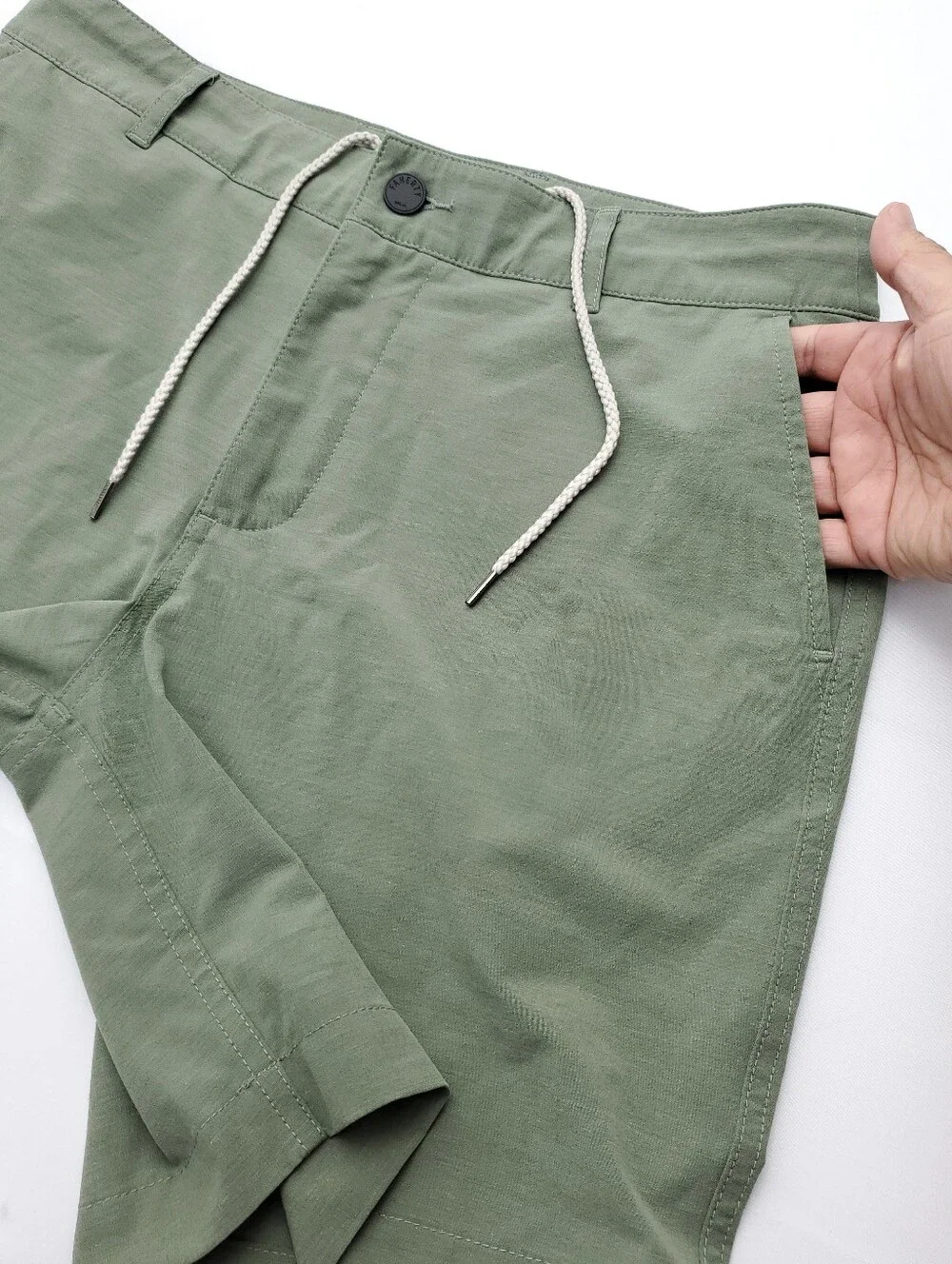 Faherty All Day Shorts Performance 9” Sage/Green Chino Belt Loop Preppy Size 30